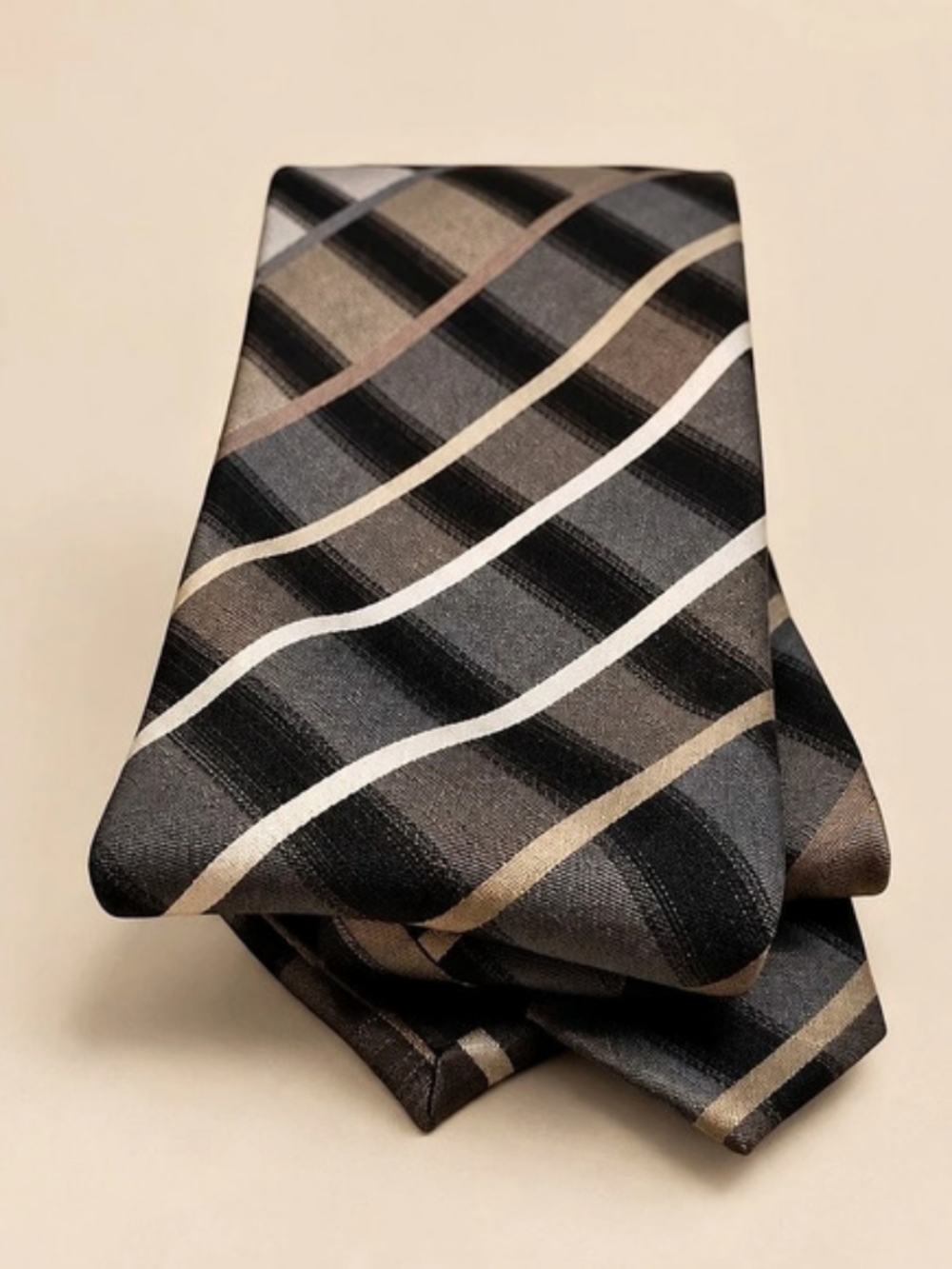 Van Heusen Striped Silk Tie in Black & Gray Like New